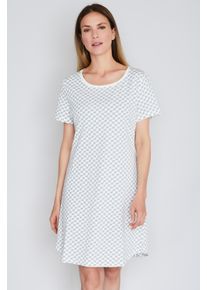 JOOP! Nachthemd JOOP "Cosy", Damen, Gr. 34, N-Gr, sanftes wei&szlig; aop, Obermaterial: 95% Baumwolle, 5% Elasthan, gemustert, comfort fit wadenlang, Rundhals, Kleider Nachthemd, mit Cornflower-Alloverprint