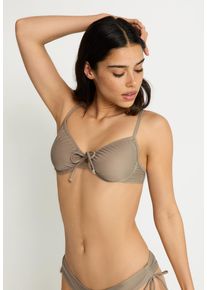 B&uuml;gel-Bikini-Top LSCN BY LASCANA "Gina", Damen, Gr. 38, Cup E, grau (stone), Recycling-Polyamid, unifarben, Bikini-Oberteile B&uuml;gel-Bikini-Top, in trendigen Farben