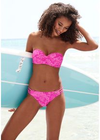 B&uuml;gel-Bandeau-Bikini-Top Venice Beach "Moloka", Damen, Gr. 44, Cup B, pink (pink bedruckt), Recycling-Polyamid, bedruckt, Bikini-Oberteile B&uuml;gel-Bandeau-Bikini-Top, Abnehmbare Tr&auml;ger