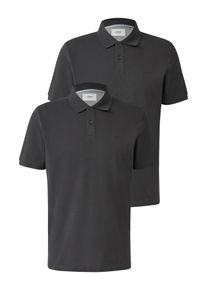 Poloshirt s.Oliver, Herren, Gr. XL, grau, Piqu&eacute;, Obermaterial: 100% Baumwolle, unifarben, regular fit taillenbedeckt, ohne Ausschnitt, Shirts Poloshirt, mit Logo Stickerei