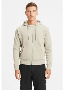 Jack & Jones Kapuzensweatjacke JACK & JONES "JJECHARGE Hoodie mit Rippb&uuml;ndchen und praktischen Taschen", Herren, Gr. XXL, gelb (moonbeam), angeraute Sweatware, Obermaterial: 80% Baumwolle, 20% Polyester, unifarben, loose fit taillenbedeckt, ohne Ausschnitt, Rippb&uuml;ndchen, Sweatjacken Kapuzensweatjacke, unifarben, modisch, loose fit, Baumwollmischung, Kapuze