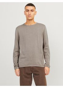 Jack & Jones Rundhalspullover JACK & JONES "JJELEO aus pflegeleichter Baumwollqualit&auml;t", Herren, Gr. XS, beige, Obermaterial: 100% Baumwolle, schmal, Rundhals, Pullover Rundhalspullover, unifarben, modisch, schmal, Baumwolle, Rundhals
