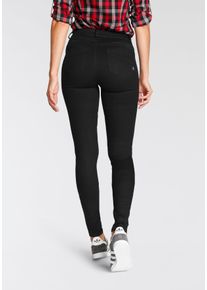 Skinny-fit-Jeans Arizona "Ultra Stretch", Damen, Gr. 42, N-Gr, schwarz (schwarz schwarz), Denim/Jeans, Obermaterial: 63% Baumwolle, 32% Polyester, 5% Elasthan, skinny fit lang, Jeans Skinny-fit-Jeans, skinny-fit, betonte Taille, shaping-Effekt, high Waist, Topseller