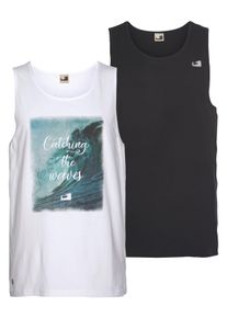 Tanktop OCEAN SPORTSWEAR, Herren, Gr. S (44/46), schwarz-wei&szlig; (schwarz, wei&szlig;, bedruckt, bedruckt), Single Jersey, Obermaterial: 100% Baumwolle, bedruckt, unifarben, Basic, Rundhals, Tops Tanktop, in Baumwoll -Qualit&auml;t