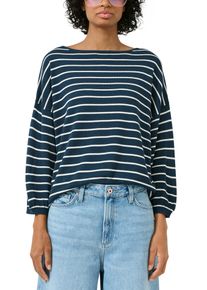 3/4 Arm-Pullover QS, Damen, Gr. XL (42), blau wei&szlig;, Strick, Obermaterial: 50% Polyacryl, 50% Viskose, geringelt, gestreift, l&auml;ssig geschnitten h&uuml;ftbedeckend, tiefer Rundhals, B&uuml;ndchen, Pullover 3/4 Arm-Pullover, gestreift, mit Viskose