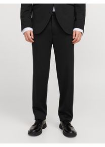 Jack & Jones Anzughose JACK & JONES "JPRJAXON Businesshose mit mittlerer Bundh&ouml;he", Herren, Gr. 48, N-Gr, schwarz fit:slim fit, Web, Obermaterial: 74% Polyester, 22% Viskose, 4% Elasthan, unifarben, slim fit normal, Hosen Anzughose, unifarben, modisch, slim fit, Materialmix