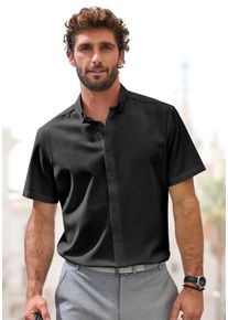 H.I.S. Kurzarmhemd H.I.S "Regular Fit", Herren, Gr. XXXL (47/48), N-Gr, schwarz, Web, Obermaterial: 100% Baumwolle, unifarben, regular fit, Rundhals, abgesteppte Kante, Hemden Kurzarmhemd, in hochwertiger Struktur Optik