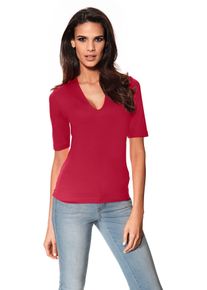 V-Shirt Heine "V-Shirt", Damen, Gr. 48, rot, 90% Polyamid, 10% Elasthan, unifarben, V-Ausschnitt, Shirts V-Shirt