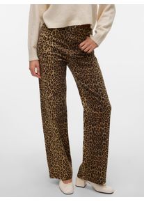 V&eacute;ro Moda High-waist-Jeans VERO MODA "VMTESSA HR WIDE STRETCH AOP JEANS NOOS", Damen, Gr. 31, L&auml;nge 32, silber mink aop:leopard, Denim/Jeans, Obermaterial: 97% Baumwolle, 3% Elasthan, bedruckt, oversize lang, Jeans High-waist-Jeans
