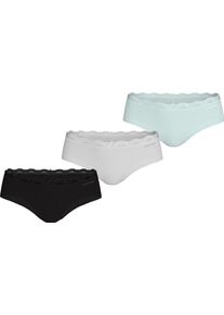 Hipster "HIPSTER 3PK", Damen, Gr. XS (34), 3 Stk., schwarz-wei&szlig; (schwarz, wei&szlig;, moonlight jade), Obermaterial: 85% Polyamid, 15% Elasthan, Calvin Klein Underwear, unifarben, k&ouml;rpernah, Unterhosen Hipster, mit Logodruck
