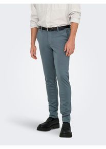 Only & Sons Chinohose ONLY & SONS "ONSMARK SLIM GW 0209 PANT NOOS", Herren, Gr. 28, L&auml;nge 32, grau (stormy weather), Web, Obermaterial: 64% Viskose, 31% Polyester, 5% Elasthan, unifarben, slim fit lang, Hosen Chinohose, Viskosemischung, slim fit