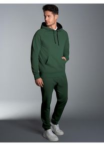Jogginganzug TRIGEMA "TRIGEMA Jogginganzug aus Biobaumwolle", Herren, Gr. L, gr&uuml;n (efeu), Single Jersey, 75% Baumwolle (Biobaumwolle kbA), 25% Baumwolle (recycelt), Sportanz&uuml;ge Jogginganzug