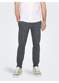 Only & Sons Chinohose ONLY & SONS "ONSMARK SLIM CHECK 020919 PANT NOOS", Herren, Gr. 32, L&auml;nge 30, blau (marineblaus), Web, Obermaterial: 64% Viskose, 31% Polyester, 5% Elasthan, unifarben, slim fit kn&ouml;chellang, Hosen Chinohose