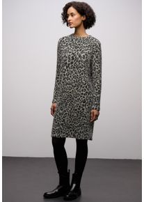 Strickkleid Street One, Damen, Gr. 44, N-Gr, soft beige, Web, Obermaterial: 52% Polyamid, 33% Polyester, 14% Viskose, 1% Elasthan, gemustert, k&ouml;rpernah kniefrei, Rundhals, Kleider Strickkleid, in knielanger Federgarn-Optik, mit modischem Muster