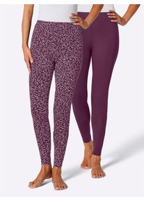 Leggings, Damen, Gr. 44/46, Normalgr&ouml;&szlig;en, rot (bordeaux), 95% Baumwolle, 5% Elasthan, unifarben, Hosen Leggings