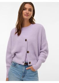 V&eacute;ro Moda Strickjacke VERO MODA "VMLEA LS V-NECK CUFF CARDIGAN NOOS", Damen, Gr. M, pastel lila, Strick, Obermaterial: 100% Polyacryl, unifarben, regular fit normal, V-Ausschnitt, Rippb&uuml;ndchen, Strickjacken Strickjacke, Rippstrick