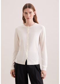 Strickjacke Seidensticker, Herren, Gr. M, sanftes wei&szlig;, 90% Wolle, 10% Seide, unifarben, regular fit, Strickjacken Strickjacke, Cardigan