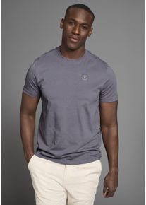 Rundhalsshirt DELMAO, Herren, Gr. XL (56/58), grau, Single Jersey, Obermaterial: 100% Baumwolle, unifarben, Basic, regular fit, Rundhals, Shirts Rundhalsshirt, Kurzarm, Regular Fit, basic, aus 100% Baumwolle