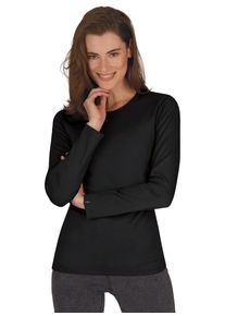 Longsleeve TRIGEMA "TRIGEMA Langarmshirt", Damen, Gr. L, schwarz, Feinstrick, 95% Baumwolle, 5% Elastan, Basic, lang, Rundhals, Shirts Longsleeve