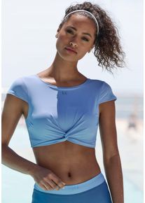 active by Lascana Crop-Bikini-Top LASCANA ACTIVE "Oceana", Damen, Gr. 38, Cup A/B, blau (hellblau), Recycling-Polyamid, Bikini-Oberteile Crop-Bikini-Top, mit modischer Knotenoptik
