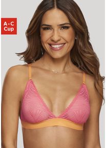 Bralette-BH s.Oliver "Clemence", Damen, Gr. 85, Cup C, orange (koralle), Spitze, Obermaterial: 87% Polyamid, 13% Elasthan, BHs Bralette-BH, ohne B&uuml;gel aus graphischer Spitze in transparenter Optik, Dessous