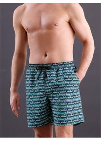Badeshorts feel good, Herren, Gr. 9, Normalgr&ouml;&szlig;en, blau (topas, sesam, bedruckt), Polyester, Badehosen Badeshorts
