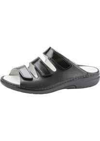 Waldl&auml;ufer Pantolette WALDL&Auml;UFER "GUNNA", Damen, Gr. 9 (43), schwarz, Lackleder, Nappaleder, gl&auml;nzend, unifarben, Schuhe Pantolette, Komfortschuh, Klettschuh, Hausschuh in Bequemweite G (= weit)