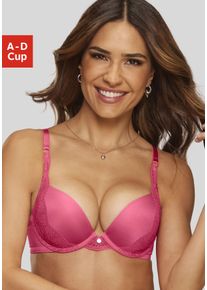 Push-up-BH s.Oliver "Pauline", Damen, Gr. 75, Cup A, orange (koralle), Microtouch, Obermaterial: 69% Polyamid, 17% Elasthan, 14% Polyester, BHs Push-up-BH, mit feiner Spitze seitlich am Cup und modischem Accessoire, Dessous
