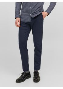 Jack & Jones Chinohose JACK & JONES "JPSTMARCO &ndash; Chinohose mit mittlerer Taille, Slim Fit, bequem", Herren, Gr. 28, L&auml;nge 32, blau (navy blazer), Web, Obermaterial: 52% Polyester, 21% Nylon, 17% Viskose, 10% Elasthan, unifarben, slim fit normal, Hosen Chinohose, unifarben, modisch, slim fit, Web