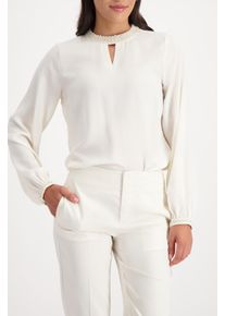 Georgettebluse monari "Bluse Georgette + Schmuck", Damen, Gr. 44, almond, Web, Obermaterial: 100% Polyester, unifarben, regular fit taillenbedeckt, Rundhals, eingesetzt angesetztes B&uuml;ndchen, Blusen Georgettebluse, Regular fit