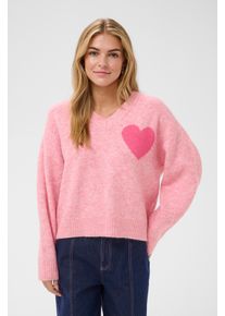 Strickpullover Saint Tropez "PariaSZ V-Neck Pullover", Damen, Gr. L, bonbon, Strick, Obermaterial: 68% Polyamid, 28% Polyester, 4% Elasthan, normal, V-Ausschnitt, Pullover Strickpullover