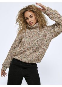 Rollkragenpullover Noisy may "NMMARNEY L/S HIGH NECK KNIT FWD NOOS", Damen, Gr. S, bunt (eggnog detail:multi clr. yarn), Strick, Obermaterial: 50% Polyester, 40% Polyacryl, 10% Wolle, gemustert, regular fit taillenbedeckt, Rundhals, Rippstrickb&uuml;ndchen, Pullover Rollkragenpullover