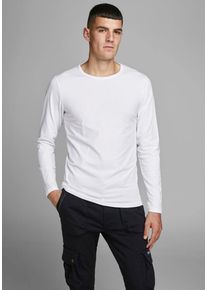 Jack & Jones Longsleeve JACK & JONES "BASIC TEE", Herren, Gr. XL, wei&szlig;, Jersey, Obermaterial: 100% Baumwolle, normal normal, Rundhals, gerader Abschluss, Shirts Longsleeve