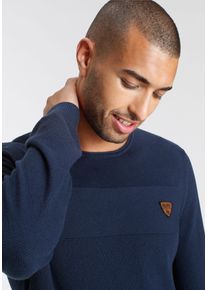 Rundhalspullover Bruno Banani, Herren, Gr. XL (56/58), blau (marine), Feinstrick, Obermaterial: 50% Baumwolle, 50% Polyacryl, schmal, Rundhals, B&uuml;ndchen, Pullover Rundhalspullover, in modischer Strickoptik, Topseller