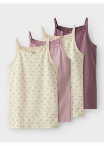 Unterhemd name it "NKFSTRAP f&uuml;r M&auml;dchen mit Stretchkomfort im 4er-Pack", M&auml;dchen, Gr. 158 (164), 4 Stk., N-Gr, beige (buttercream), Jersey, Obermaterial: 95% Baumwolle, 5% Elasthan, bedruckt, unifarben, normal, Rundhals, Unterhemden Unterhemd, bedruckt, casual, regular fit, Baumwollmischung, Rundhals