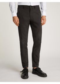 Chinohose Calvin Klein "SATEEN STRETCH SLIM CHINO", Herren, Gr. 31, L&auml;nge 32, schwarz (ck schwarz), Web, Obermaterial: 98% Baumwolle, 2% Elasthan, unifarben, slim fit lang, Hosen Chinohose, mit Logopatch