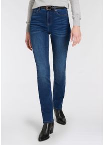 Gerade Jeans Arizona "Ultra-Stretch", Damen, Gr. 76, K + L Gr, blau (dunkelblau use), Denim/Jeans, Obermaterial: 74% Baumwolle, 24% Polyester, 2% Elasthan, unifarben, Basic, gerade lang, Jeans Gerade Jeans, Used-Look-Waschung, Topseller