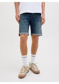 Jack & Jones Shorts JACK & JONES "JJIRICK JJFOX SHORTS CB 310 SN", Herren, Gr. XS, N-Gr, blau denim pack:am 311, Web, Obermaterial: 70% Baumwolle, 28% Polyester, 2% Elasthan, unifarben, regular fit kniefrei, Hosen Shorts, im Four-Pocket Style