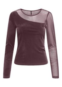 Langarmshirt Only "ONLSMOOTH L/S MESH MIX TOP BOX JRS", Damen, Gr. L, winetasting detail:assymetric, Jersey, Obermaterial: 96% Polyester, 4% Elasthan, unifarben, regular fit, Rundhals, Shirts Langarmshirt