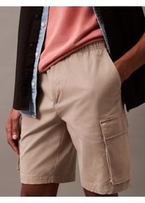 Cargoshorts Calvin Klein Jeans "9" COTTON PULL ON CARGO SHORT", Herren, Gr. XL, N-Gr, gr&uuml;n (vintage khaki), Web, Obermaterial: 97% Baumwolle, 3% Elasthan, unifarben, straight fit kurz, Hosen Cargoshorts, Mit G&uuml;rtelschlaufen
