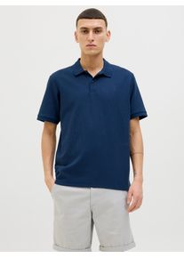 Jack & Jones Poloshirt JACK & JONES "JJEAUSTIN POLO SS NOOS", Herren, Gr. XS, navy blazer detail:classic, Jersey, Obermaterial: 58% Polyester, 40% Baumwolle, 2% Elasthan, unifarben, regular fit normal, ohne Ausschnitt, gerader Abschluss, Shirts Poloshirt, Materialmix, regular fit