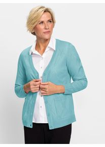 Cardigan CLASSIC, Damen, Gr. 46, blau (aquamarin), 100% Polyacryl, unifarben, Strickjacken Cardigan