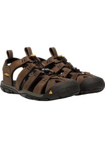Sandale Keen "CLEARWATER CNX LEATHER", Herren, Gr. 48, braun (schwarz earth, schwarz), Leder, Schuhe Sandale