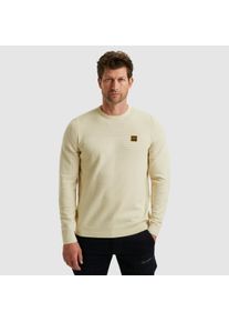 PME-Legend Strickpullover PME LEGEND, Herren, Gr. M, bone wei&szlig;, Strick, Obermaterial: 100% Baumwolle, unifarben, regular fit h&uuml;ftbedeckend, Rundhals, Flachstrickb&uuml;ndchen, Pullover Strickpullover, mit Strick-Muster