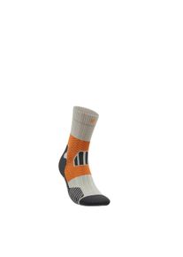 Kompressionsstr&uuml;mpfe Bauerfeind "Trail Run Mid Cut Socks, Women", Damen, Gr. 46-49, grau (gravel chalk), Polyamid, unifarben mit Farbeinsatz, Socken Kompressionsstr&uuml;mpfe, speziell f&uuml;r das Laufen im Gel&auml;nde, zonenspezifische Kompression