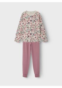 Pyjama name it "NKFNIGHTSET NOSTALGIA FLOWER NOOS", M&auml;dchen, Gr. 146 (152), rosa (nostalgia rose), Jersey, Obermaterial: 95% Baumwolle, 5% Elasthan, bedruckt, relaxed fit normal, Rundhals, abgesteppte Kante, Homewear-Sets Pyjama, in Basic-Form, Topseller