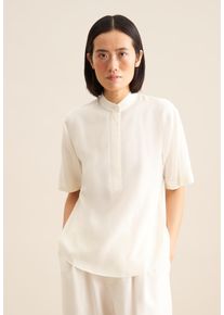 Shirtbluse Seidensticker "Schwarze Rose", Damen, Gr. S(36), beige (ecru), 100% Viskose, unifarben, regular fit, Rundhals, Blusen Shirtbluse, 1/2 Rundhals Uni