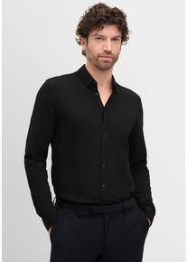 Businesshemd Cinque "CIRONI", Herren, Gr. M, N-Gr, schwarz, Web, Obermaterial: 55% Baumwolle, 45% Polyester, unifarben, Basic, bequem normal, Rundhals, 1-Knopf-Manschette, Hemden Businesshemd, b&uuml;gelfreie Piquet Qualit&auml;t, Leisure-Fit