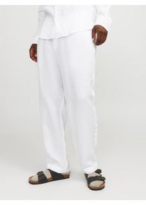 Jack & Jones Chinohose JACK & JONES "JPSTKARL LAWRENCE LINEN CHINO SN", Herren, Gr. M, N-Gr, wei&szlig; (hellwei&szlig;), Web, Obermaterial: 100% Leinen, gestreift, relaxed fit lang, Hosen Chinohose, Leinen, locker geschnitten