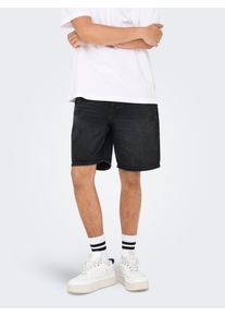 Only & Sons Shorts ONLY & SONS "ONSEDGE BLACK 2047 TAI DNM SHORTS", Herren, Gr. XL, N-Gr, schwarz (schwarz denim), Web, Obermaterial: 100% Baumwolle, unifarben, straight fit knielang, Hosen Shorts